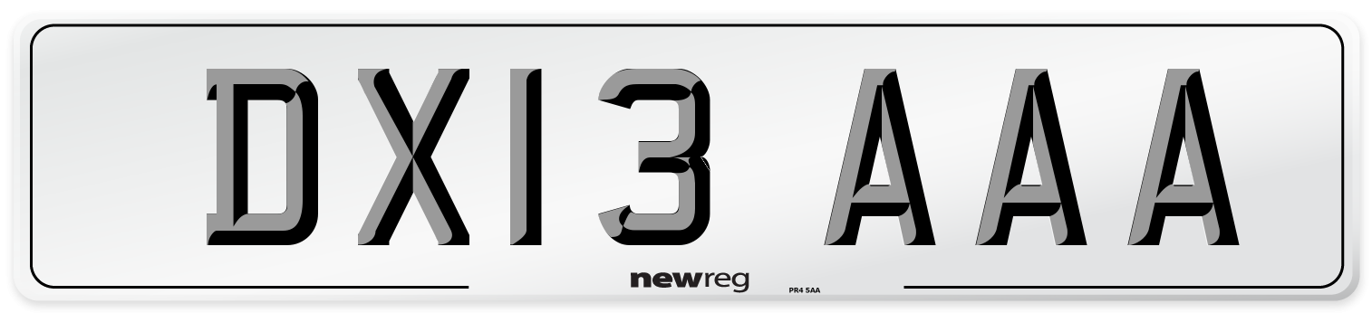 DX13 AAA Number Plate from New Reg